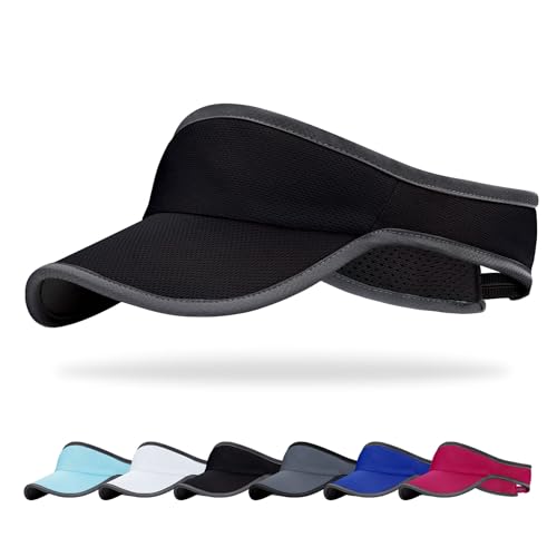 Sports Sun Visor Hat for Men & Women - Lightweight Quick-Dry - Black