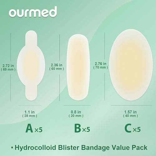 Hydrocolloid Gel Bandages - 15 Count Waterproof Blister Pads
