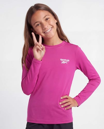 Girls' Long Sleeve Rash Guard Swim Shirts 3 Pack - Black+Fuchsia+Lilac