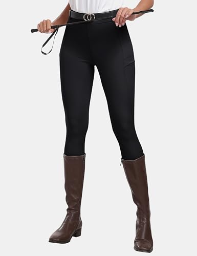 Women's Silicone Full Seat Riding Tights with Zipper Pockets - Medium/Black