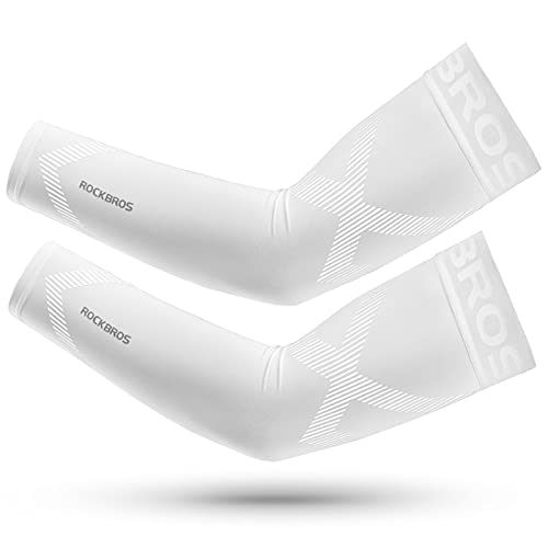 UV Protection Arm Sleeves for Men & Women - Large White