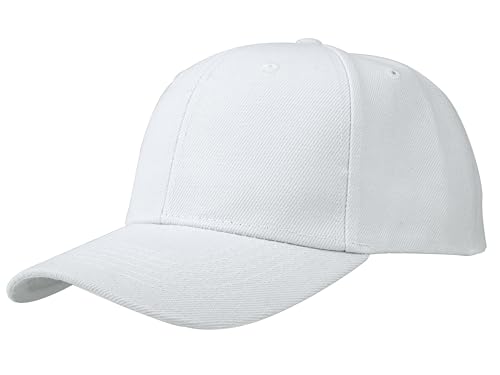 White Adjustable Baseball Caps Wholesale Set of 12 - One Size