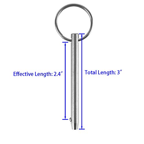 Quick Release Pins - 2 Pcs, 1/4" Diameter, 3" Length - Marine Grade Stainless Steel