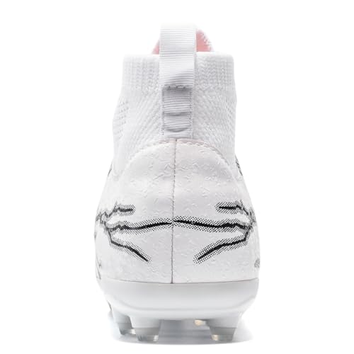 Men's Soccer Cleats High-Top Lightweight Football Shoes White 9.5 Women / 8 Men HRJR