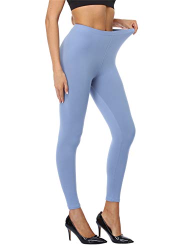 Womens High Waisted Leggings Buttery Soft Stretch Pants - One Size Plus Blue