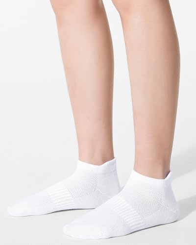 Kids Athletic Ankle Socks - Soft Cotton, Low Cut, 10-12 Years, White