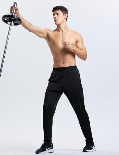 Men's Lightweight Joggers - Quick Dry Athletic Sweatpants with Pockets - Black, XX-Large