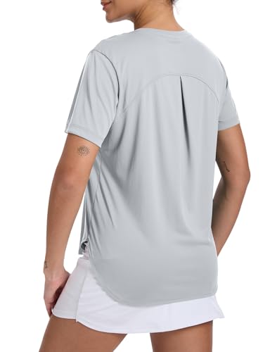 Women's Large Grey Sun Protection Workout Shirt UPF 50+ Athletic Top