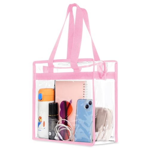 Clear Stadium Approved Tote Bag - Large 12x6x12 - Pink