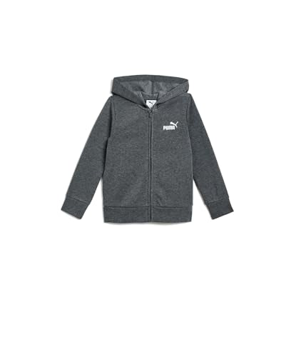 PUMA Boys' Essential Logo Zip Hoodie Medium Charcoal Heather Kids Fleece Sweatshirt