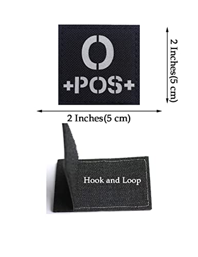 AliPlus O+ Blood Type Patch (2 pcs) Infrared Reflective Hook & Loop Black/White