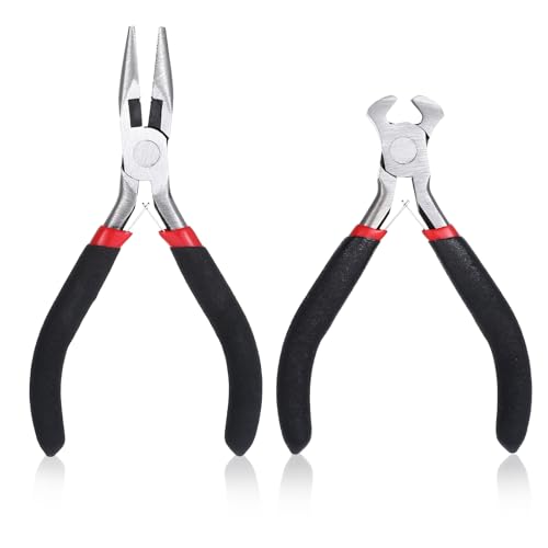 2PCS Zipper Repair Kit - Mini Needle Nose Pliers Zipper Pliers Long Nose Craft Plier, Repair Zippers Pullers End Cutting Plier for Jewelry Making, Nail Puller Tool for Carpenter