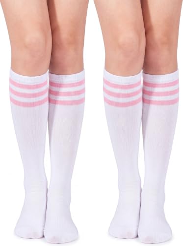 Classic Athletic Knee High Socks - Pink Triple Stripes