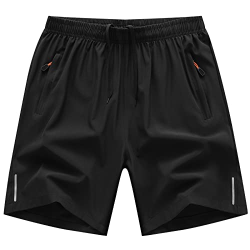 Boys Quick Dry Lightweight Running Shorts with Zipper Pockets - Size 12-13