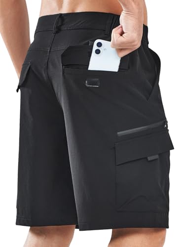 NORTHYARD Men's 9" Cargo Hiking Shorts - Lightweight, Quick-Dry, Black, Medium