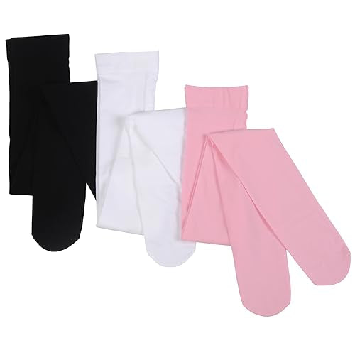 Girls Dance Tights 3-Pack, 40 Den, Size 2-4T - Black/White/Pink
