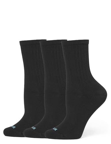 HUE Air Cushion Mini Crew Socks for Women, 3 Pair Pack, Black, One Size