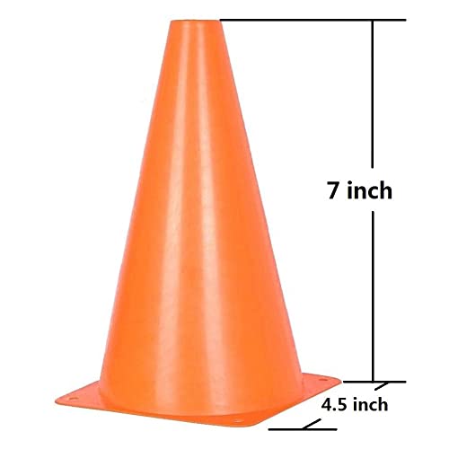 7 Inch Soccer Cones - 25 Pack Agility Training Set - Orange