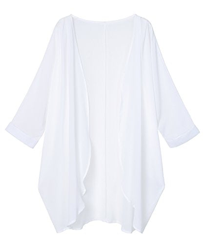 Floral Print Sheer Chiffon Kimono Cardigan - XX-Large White-2