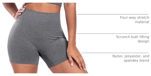 ATHVOTAR Women's High Waist Seamless Biker Shorts - Small Black, Gray, Blue