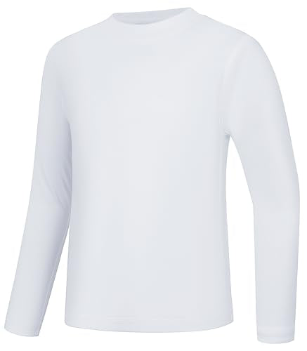 UPF 50+ Long Sleeve Rash Guard Shirt for Boys & Girls - X-Small White