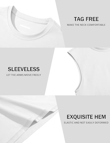 MAGCOMSEN Men's X-Large White Sleeveless Workout Tank Top - Moisture Wicking Gym Shirt