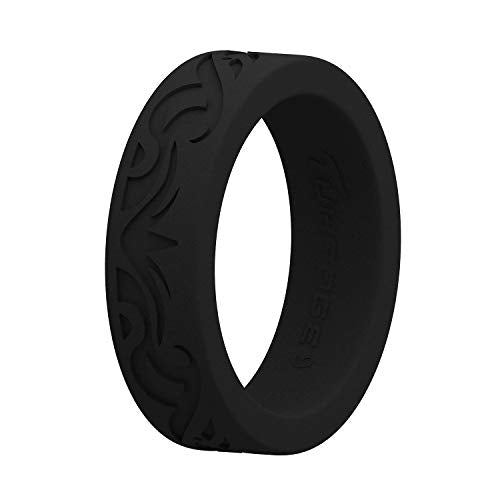 Silicone Wedding Ring - Black, Size 9 - Durable Rubber Band