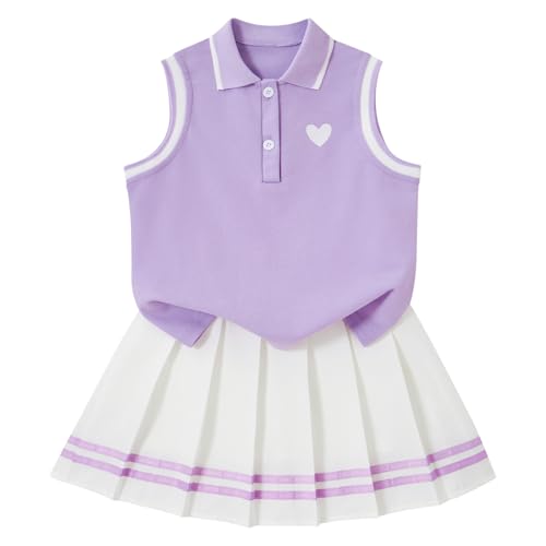 Girls' Sporty Tennis Skirt Set with Inner Shorts - Sizes 3-8