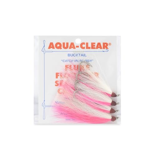 Bucktail Jigs Saltwater Fishing Lures - Pink/White - 3/0 XL Hook
