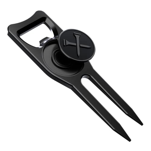Blue Tees Golf 6-in-1 Divot Repair Tool & Ball Marker - Black