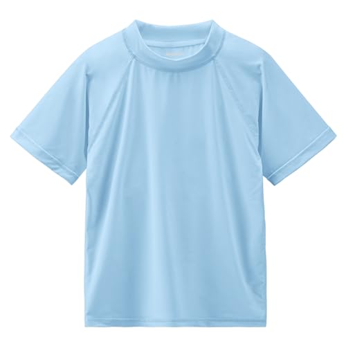 Smarash Boy's UPF 50 Short Sleeve Rash Guard Swim Shirt - Milk Blue, 3T