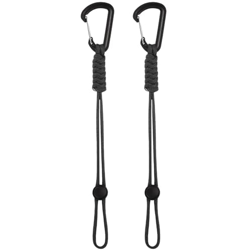 Paracord Keychains - 2-Pack Adjustable Lanyard Strap - Black