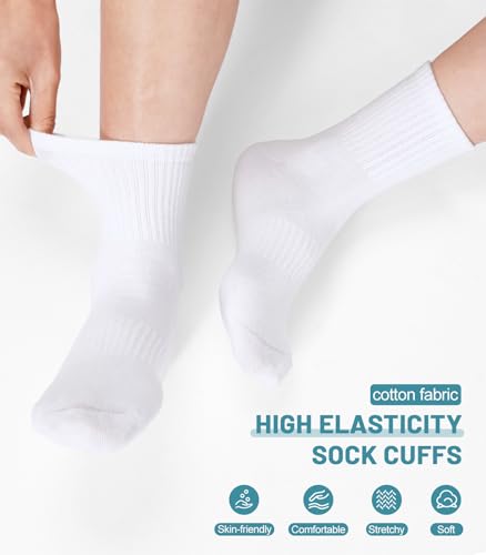 Soft Cotton Striped Crew Socks for Daily Running - 4 Pairs Grey