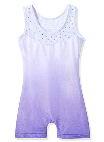 Girls' Gymnastics Leotard with Snowflake Ribbon - Blue/Purple/Hot Pink