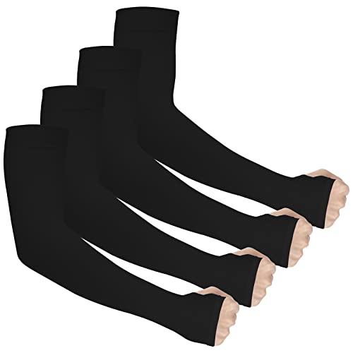 UV Protection Arm Sleeves - 4 Pairs Compression Cooling - Black