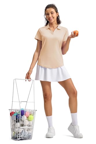 Women's Golf Polo Shirt - V-Neck, UPF 50+, Dry Fit - Medium / Ma Pink