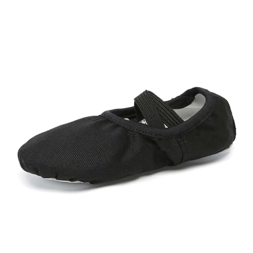 Danzcue Women's Ballet Shoes Black Size 5 - Soft Canvas & PU Leather Slippers