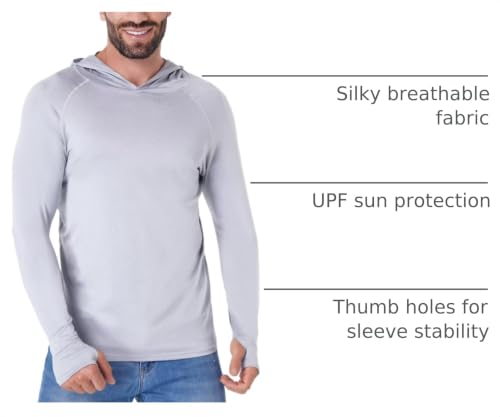 OYGSieg 4 Pack Men's UPF50+ Sun Hoodies & Fishing Rash Guards - Large, Black/Blue/Grey/Red
