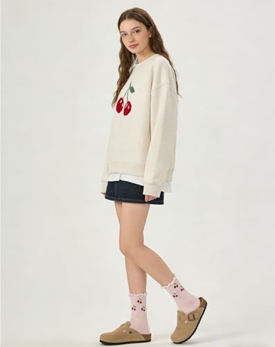 Non-Slip Pilates Grip Socks for Women - Cute Ruffle - Pink Cherry