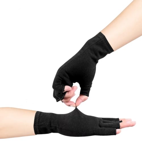 Arthritis Compression Gloves for Pain Relief - Fingerless Black - Medium