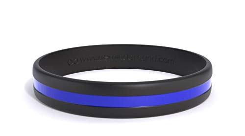 Thin Blue Line Silicone Wristband - Large Police Support Bracelet