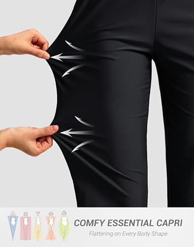 G Gradual 18'' Women's Swim Capri Pants with Pockets - Black, Large