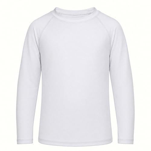 Boys' & Girls' Long Sleeve UV Sun Rash Guard - Large, White