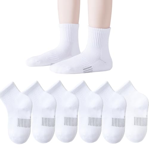 Kids Athletic Socks Half Cushioned Crew Ankle Cotton Sock