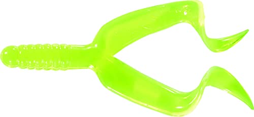 Mister Twister DT10-10 4" Double Tail Grub Lure – Chartreuse, 10 Pack