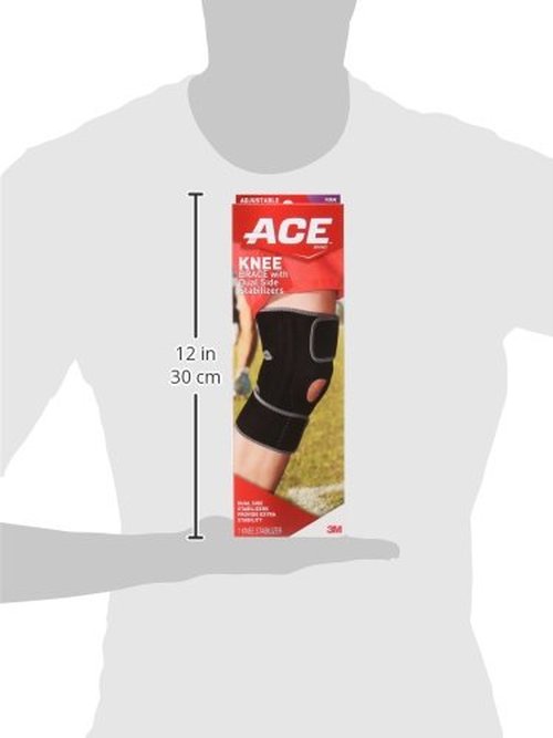 ACE Adjustable Knee Brace with Dual Side Stabilizers, Helps support weak, injured, arthritic or sore knee, One Size Fits Most