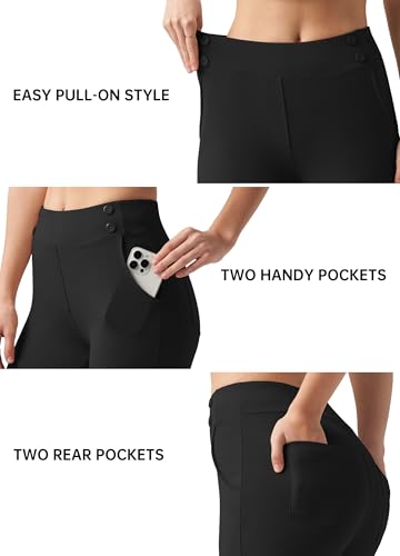Willit Women's High-Waisted Yoga Dress Pants 28in Inseam Medium Black Skinny Leggings