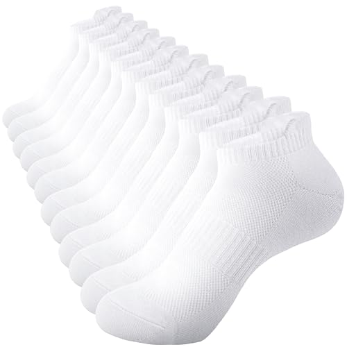 Low Cut Women's Ankle Socks - Athletic No Show Tab Socks, 6 Pairs - White