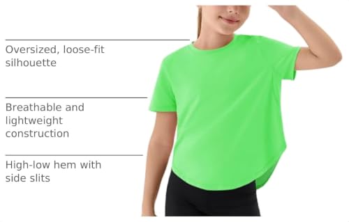 Haloumoning Girls Athletic Shirt, Short Sleeve, Green, 7-8 Years (5-14 yrs)