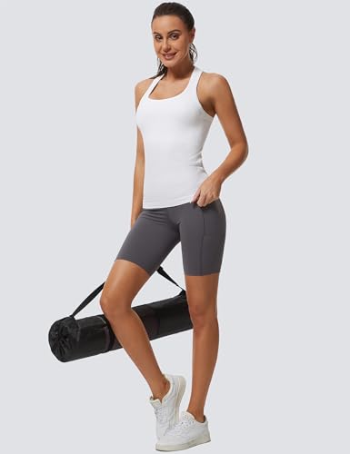 Seamless Workout Tank Top for Women - White, Small
